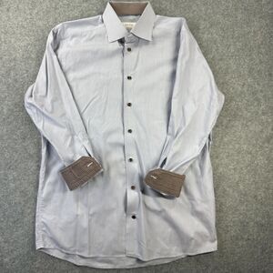 ETON Dress Shirt Mens 16.5 Blue Stripe Contemporary Fit Long Sleeve Flip Cuff